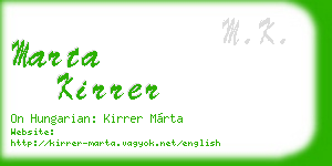 marta kirrer business card